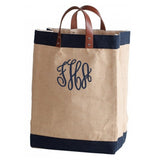 Monogram Jute Market Bag Navy