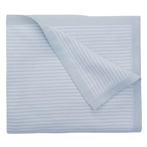 Personalized Cotton Knit Blanket - Blue Striped Personalized Cotton Knit Blanket - Blue Striped