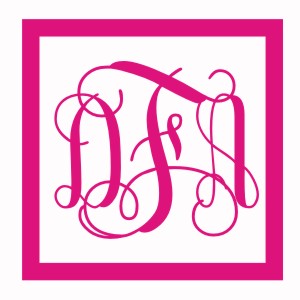 Monogrammed Decal Interlocking Script Box Monogrammed Decal Interlocking Script Box