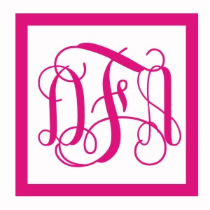 Monogrammed Decal Interlocking Script Box