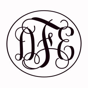 Monogrammed Decal-  Script Round