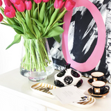 Gold Stripe Oval Tray Lifestyle as Catch-All