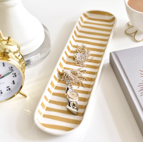 Gold Stripe Oval Tray Lifestyle Gold Stripe Oval Tray Lifestyle