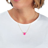 Lauren Single Letter Necklace Model with Hot Pink