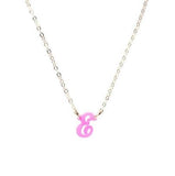 Lauren Single Letter Necklace Hot Pink