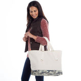 Camo Trim Grommet Tote Two Colors Light Camo Lifestyle