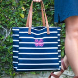 Stripe Personalized Tote Navy