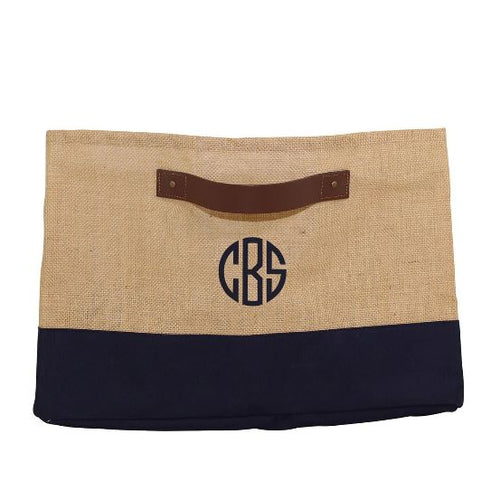 Jute Tub Storage Bin Two Colors Navy Trim Jute Tub Storage Bin Two Colors Navy Trim