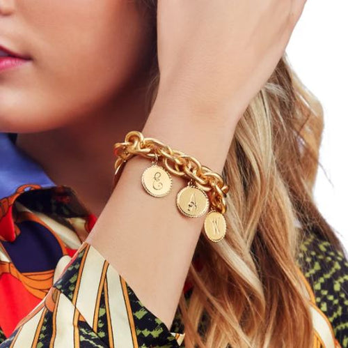 Preston Family Three Small Charm Gold Bracelet Lifestyle Preston Family Three Small Charm Gold Bracelet Lifestyle