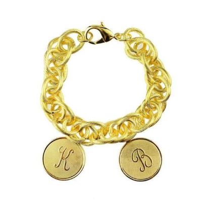 Preston Family Two Medium Charms Gold Bracelet Preston Family Two Medium Charms Gold Bracelet