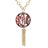 Rimmed Script Acrylic Tassel Necklace Tortoise