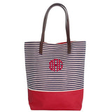 Seaport Stripes Dipped Tote Choose Color Navy and Red