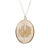 Vineyard Oval Monogram Necklace Blonde Tortoise Block