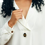Vineyard Oval Monogram Necklace Ebony Script