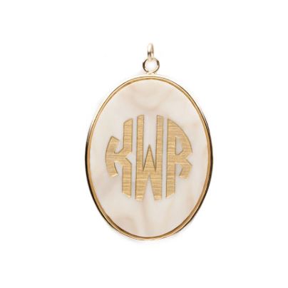 Vineyard Oval Monogram Pendant Blonde Tortoise Block Vineyard Oval Monogram Pendant Blonde Tortoise Block