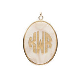 Vineyard Oval Monogram Pendant Blonde Tortoise Block