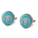 Vineyard Round Cuff Links Silver Turquoise