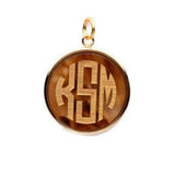 Vineyard Round Monogram Pendant Tortoise Block