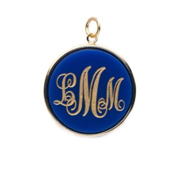 Vineyard Round Monogram Pendant Cobalt Script Vineyard Round Monogram Pendant Cobalt Script