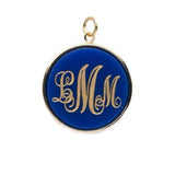 Vineyard Round Monogram Pendant Cobalt Script