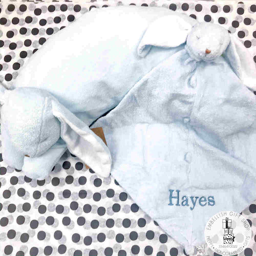 Personalized Blue Bunny Baby Pillow & Lovie Gift Set Personalized Blue Bunny Baby Pillow & Lovie Gift Set
