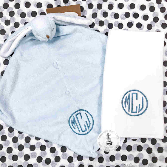 Personalized Lovie + Burp Pad Gift Set Personalized Lovie + Burp Pad Gift Set