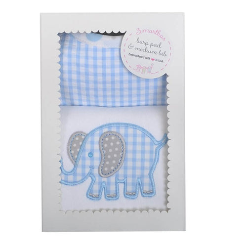 Blue Elephant Bib & Burp Box Set Blue Elephant Bib & Burp Box Set