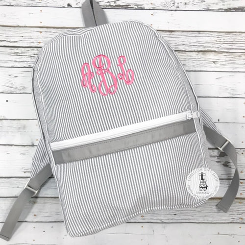 Medium Seersucker Personalized Backpack - Choose Color Medium Seersucker Personalized Backpack - Choose Color