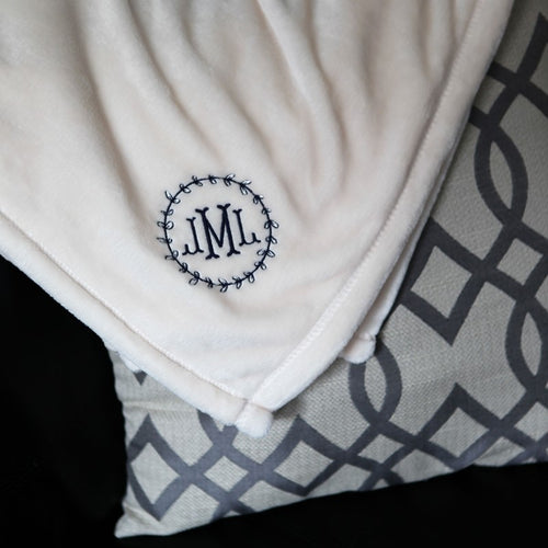 Personalized Micro Fleece Throw-Light Beige