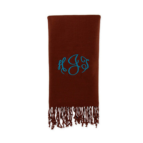 Solid Chocolate Monogrammed Pashmina Scarf Solid Chocolate Monogrammed Pashmina Scarf