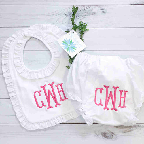 Ruffle Bib and Fancy Panty Bloomer Gift Set Ruffle Bib and Fancy Panty Bloomer Gift Set