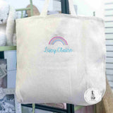 Personalized Natural Canvas Rainbow Tote Bag