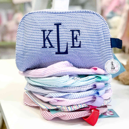 Monogrammed Seersucker Toiletry Bags Monogrammed Seersucker Toiletry Bags