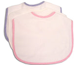 Monogrammed Baby Bib With Stripe Piping Trim