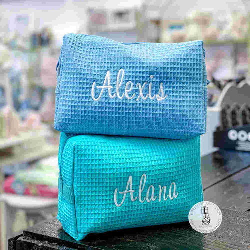 Cosmetic Bag Monogrammed Waffle Weave Design Your Own 2 sizes