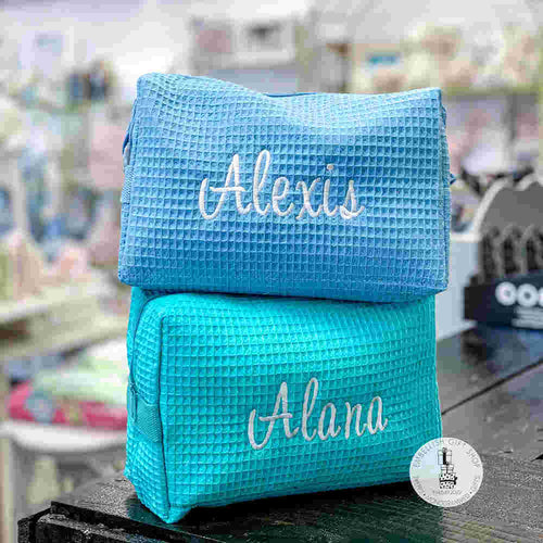 Cosmetic Bag Monogrammed Waffle Weave Design Your Own 2 sizes Cosmetic Bag Monogrammed Waffle Weave Design Your Own 2 sizes