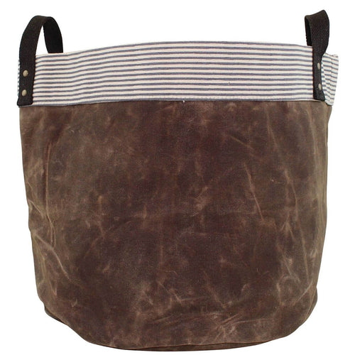 Waxed Canvas Round Bottom Storage Tub Khaki Waxed Canvas Round Bottom Storage Tub Khaki
