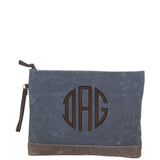 Waxed Canvas Zip File Folder Slate with Olive Trim