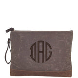 Waxed Canvas Zip File Folder Olive with Khaki Trim