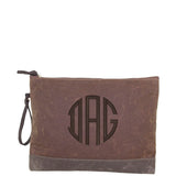 Waxed Canvas Zip File Folder Khaki with Olive Trim