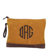 Waxed Canvas Zip File Folder Yellow with Khaki Trim