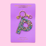 Keychains - Letters A-Z - Colorful Confetti - Each