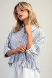 Striped Ruffle Peplum Hem Top TK14853
