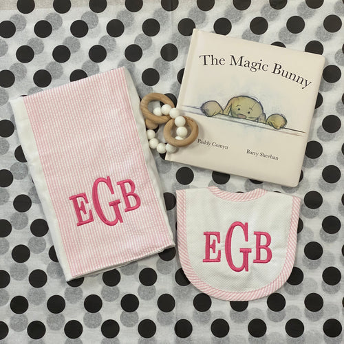 Personalized Bib  and Burp + Bunny Gift Set