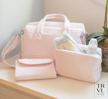 Personalized Quilted Stroller Diaper Bag Bundle 3Pc Gift Set by TRVL
