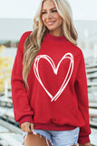 Racing Red Valentines Day Heart Love Script Reversible Printed Double Wear Mock Neck Sweatshirt