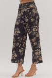 Floral pattern mid-rise ankle-length pants