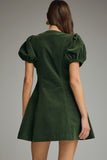 Charlotte Cordoroy Solid V-neck Mini Dress