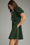 Charlotte Cordoroy Solid V-neck Mini Dress