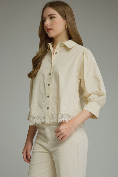 Grace Button Front Lace Blouse